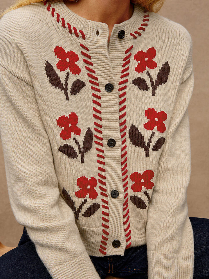 Mavie Cardigan in Carmine Floral