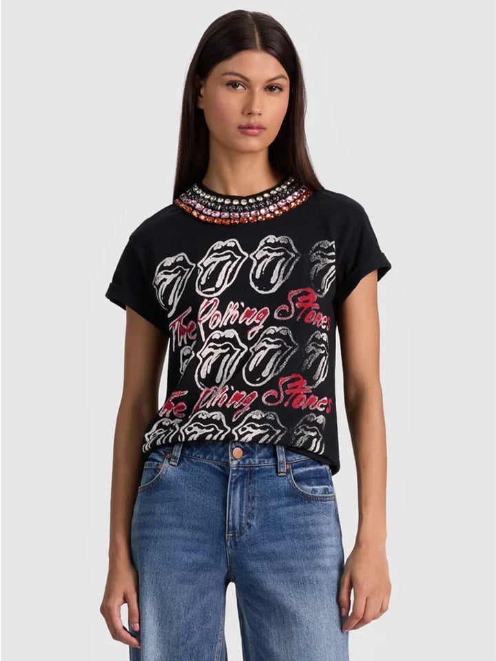 Maxie Embellished Band Tee in Black