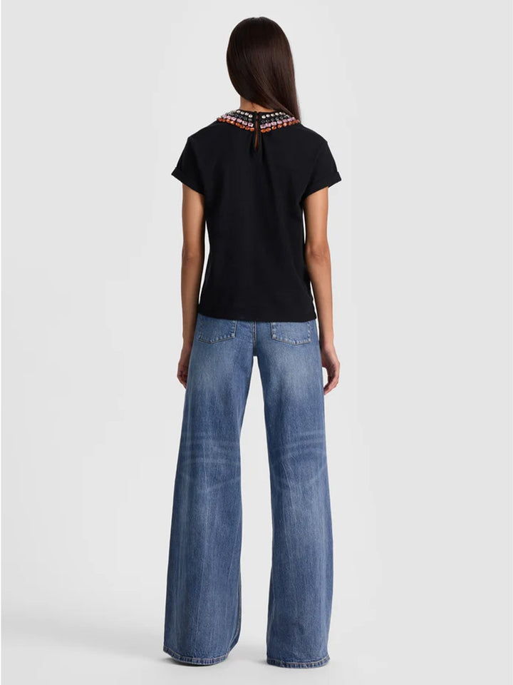 Maxie Embellished Band Tee in Black