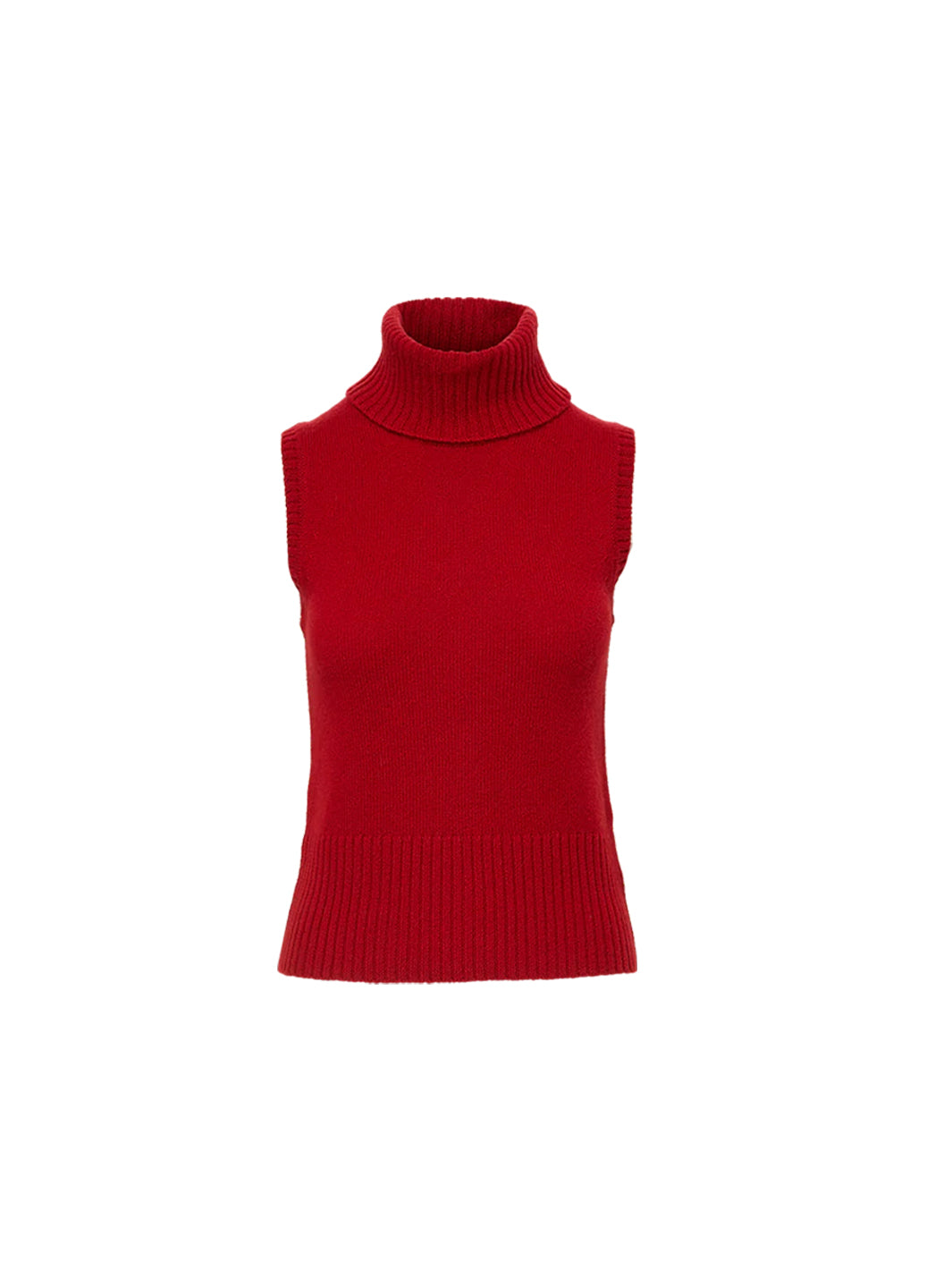 Mazzy Cashmere Sleeveless Turtleneck Sweater in Crimson