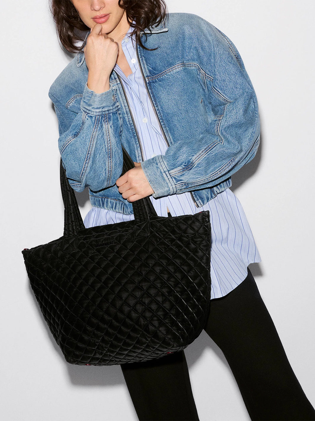 Medium Daily Tote in Black Velvet