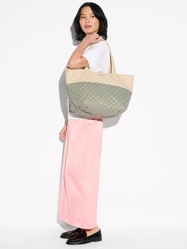 Medium Metro Tote Deluxe in Agave Green/Buff