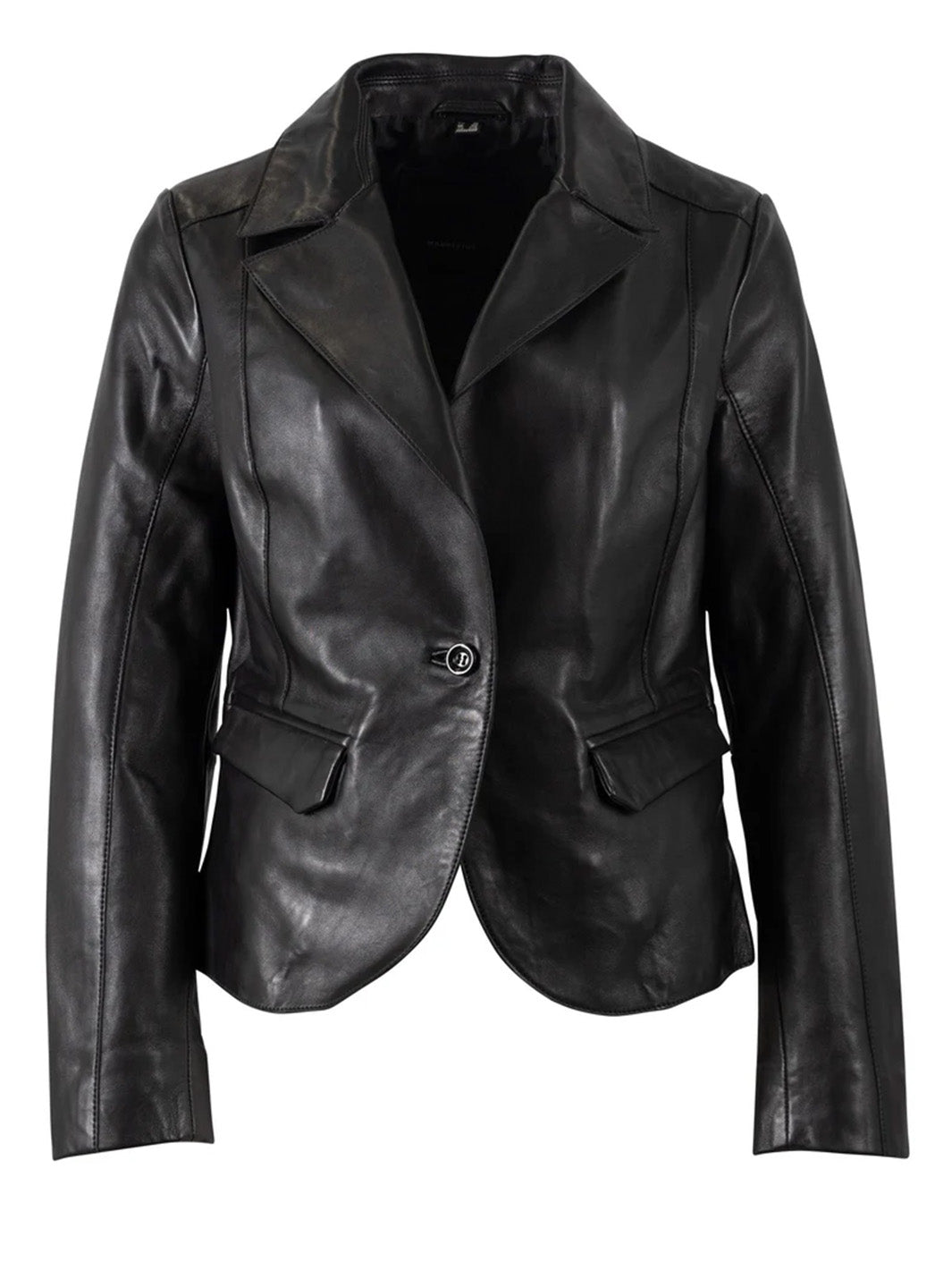 Megan Leather Blazer in Black