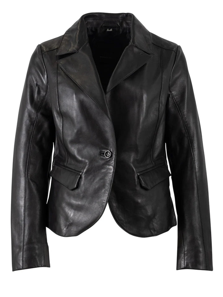 Megan Leather Blazer in Black