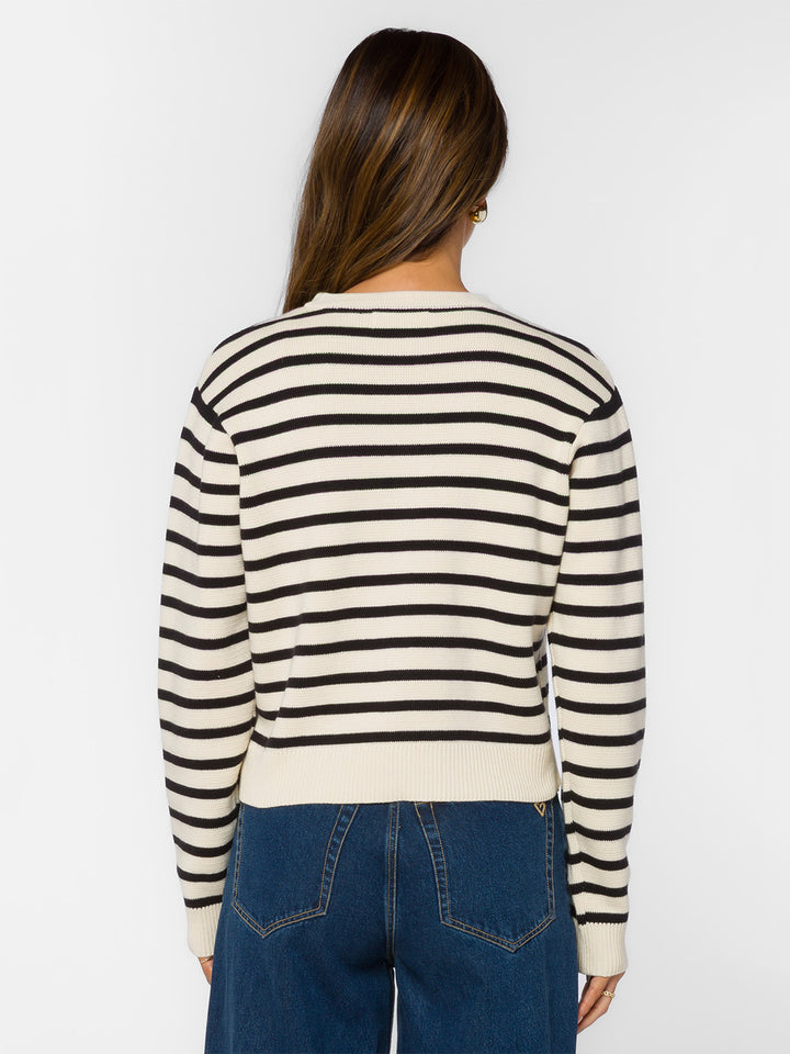 Melinda Cardigan in Ivory/Black