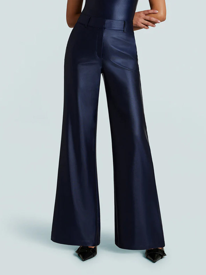 Matte Metallic Wide Leg Trouser in Sapphire