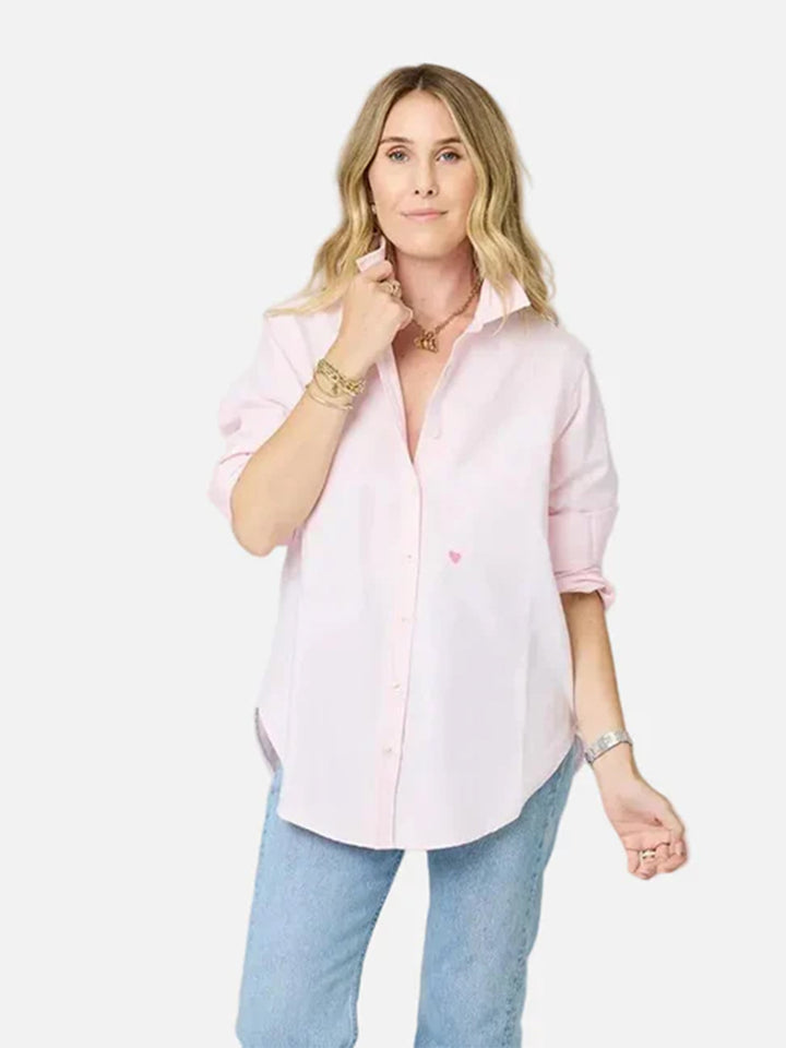 Mia Lightweight Oxford Button-Up in Pink Oxford