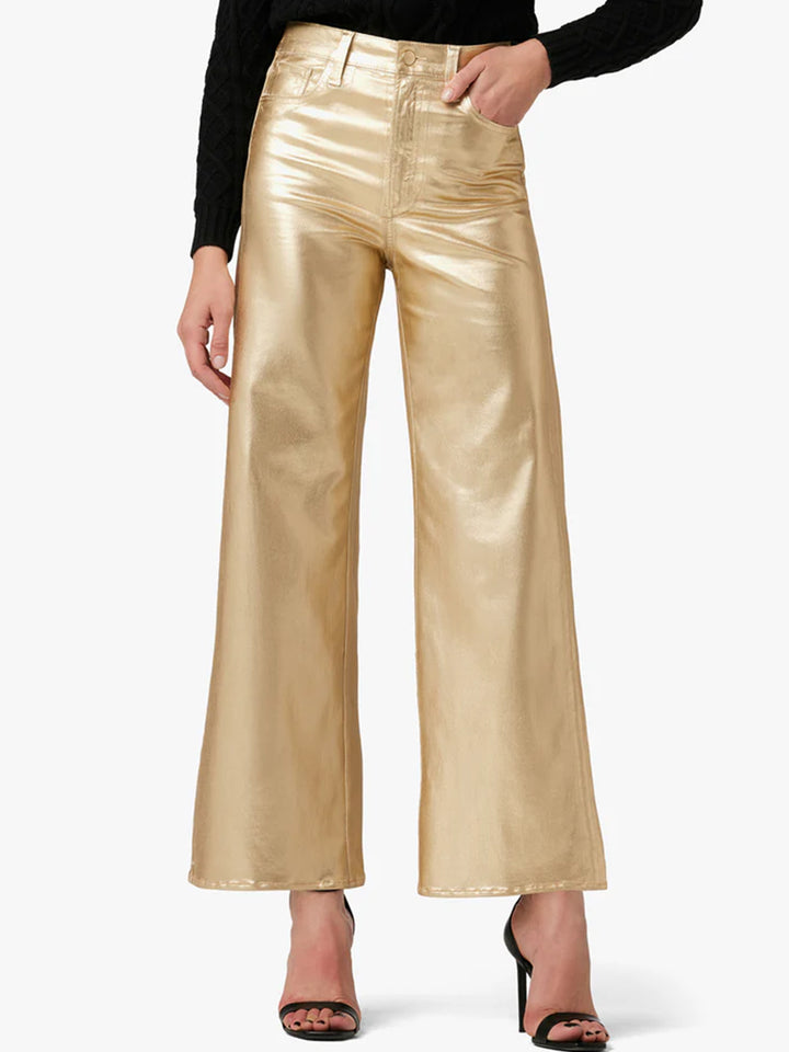 Mia High Rise Wide Leg Ankle in Gold Foil