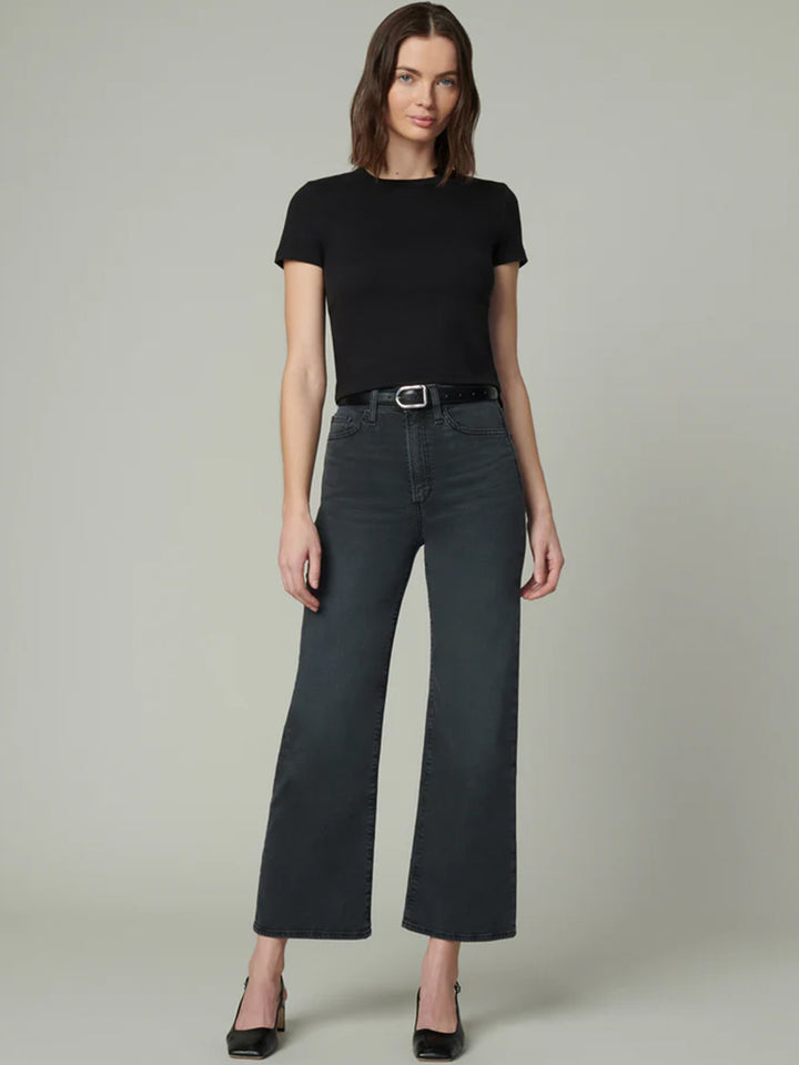 The Mia High Rise Wide Leg Ankle Jean in Black Cat