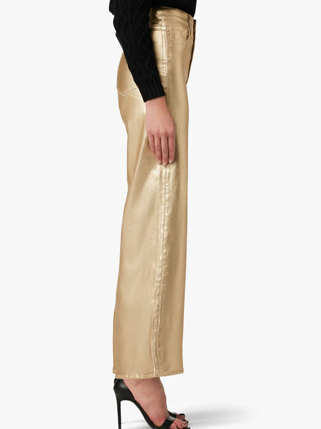 Mia High Rise Wide Leg Ankle in Gold Foil