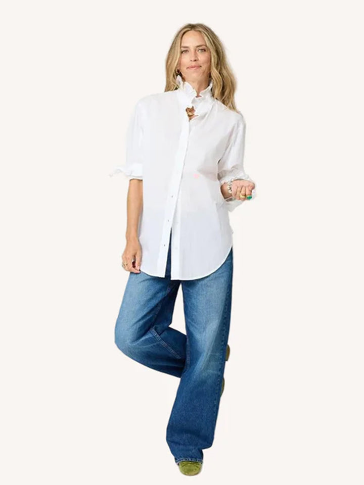 Mia Ruffle Shirt in White