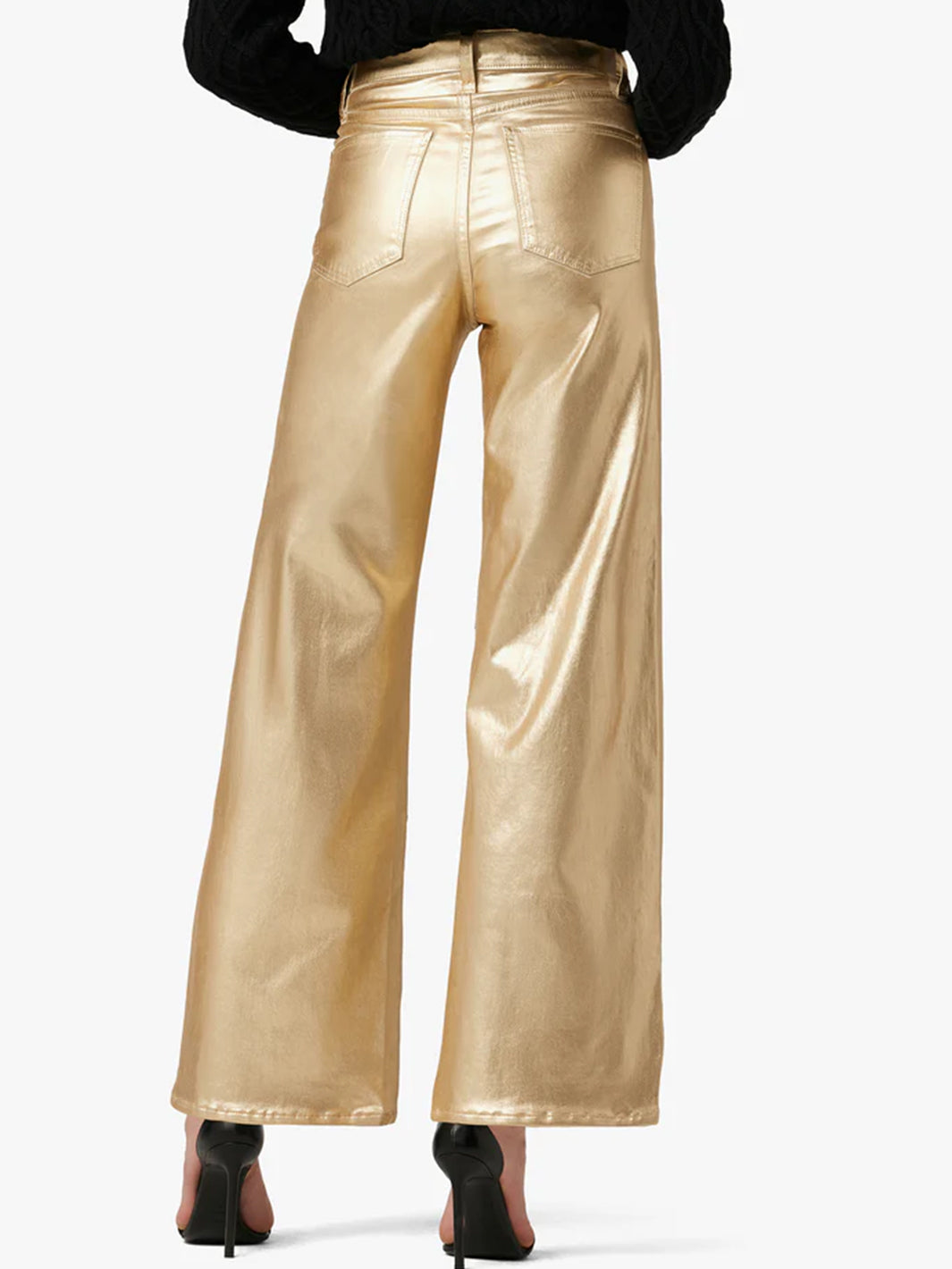 Mia High Rise Wide Leg Ankle in Gold Foil