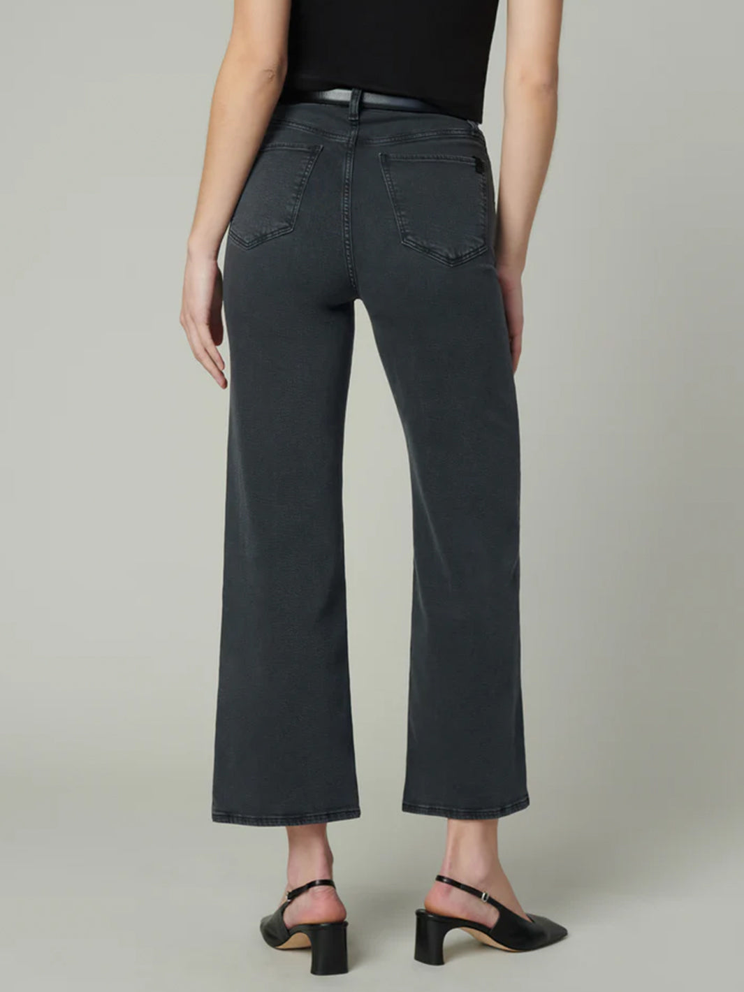 The Mia High Rise Wide Leg Ankle Jean in Black Cat