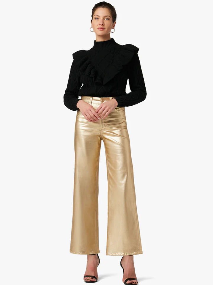 Mia High Rise Wide Leg Ankle in Gold Foil