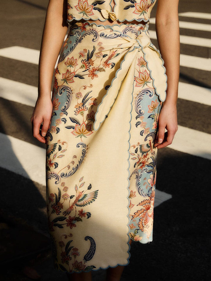 Boho Beauty Midi Skirt in Butter Yellow