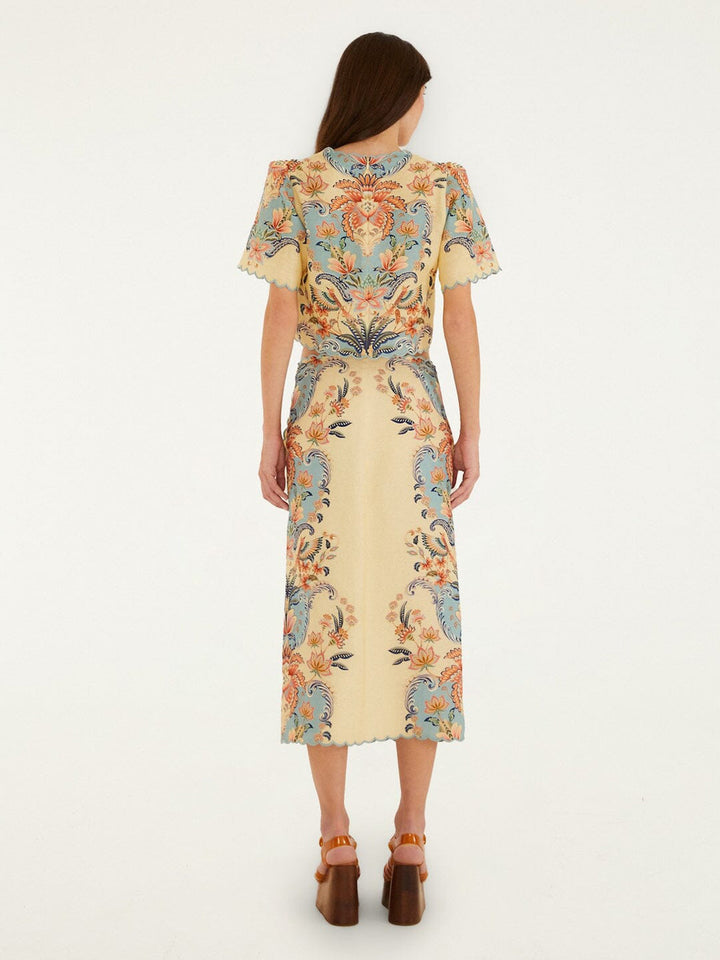 Boho Beauty Midi Skirt in Butter Yellow