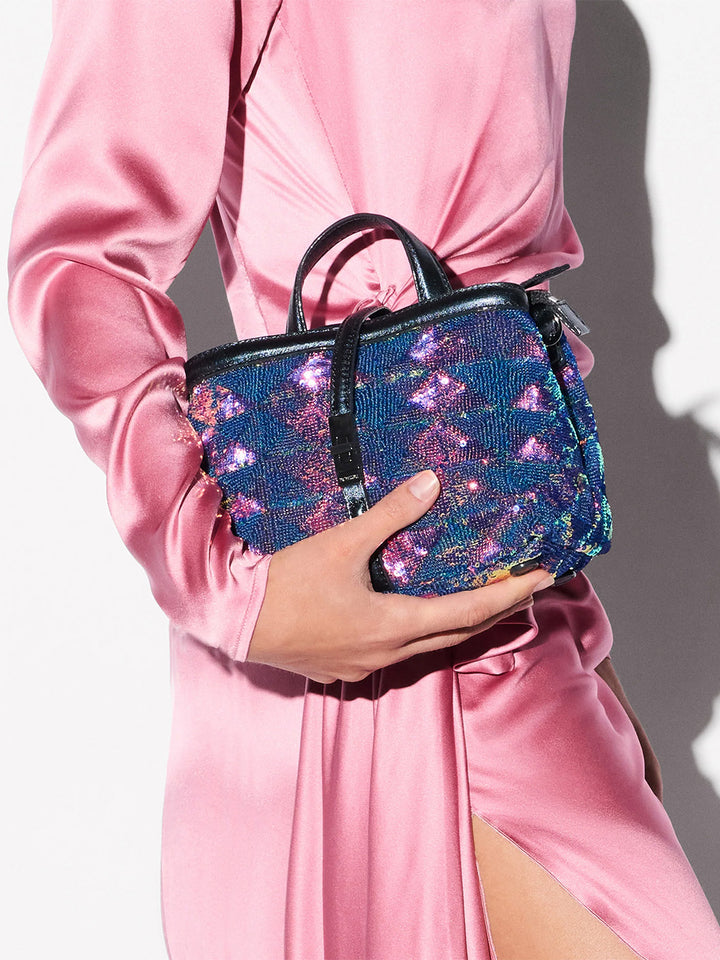 Mini Astor Top Handle in Aurora Sequin