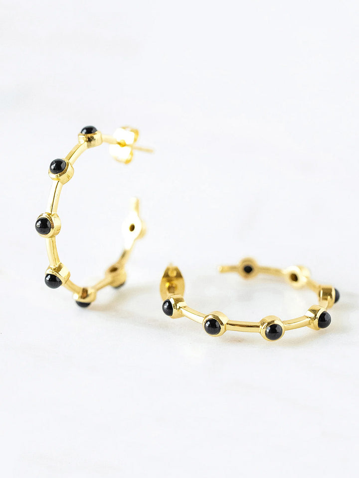 Mini Becky Hoop Earrings in Black Onyx