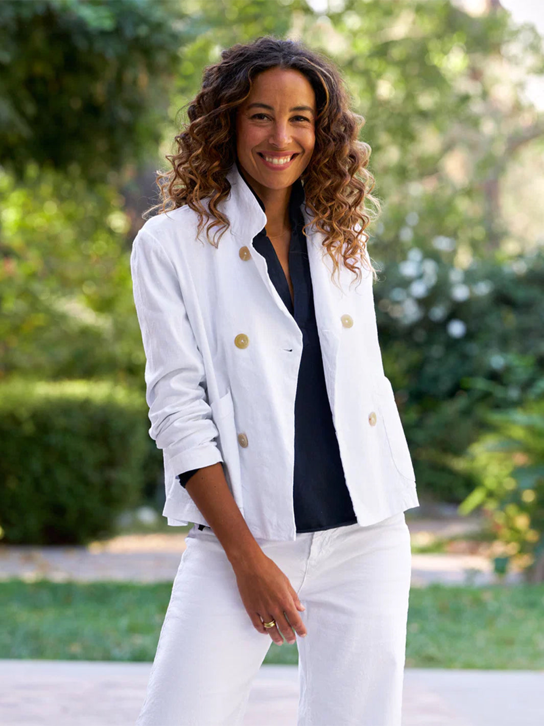 Mini Belfast English Peacoat in White Linen