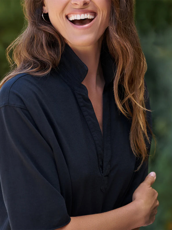 Mini Emma Popover Henley Dress in British Royal Navy