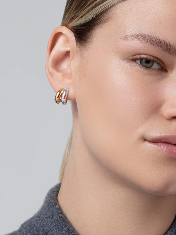 Mini Florence Double Hoop Earrings in Two Tone