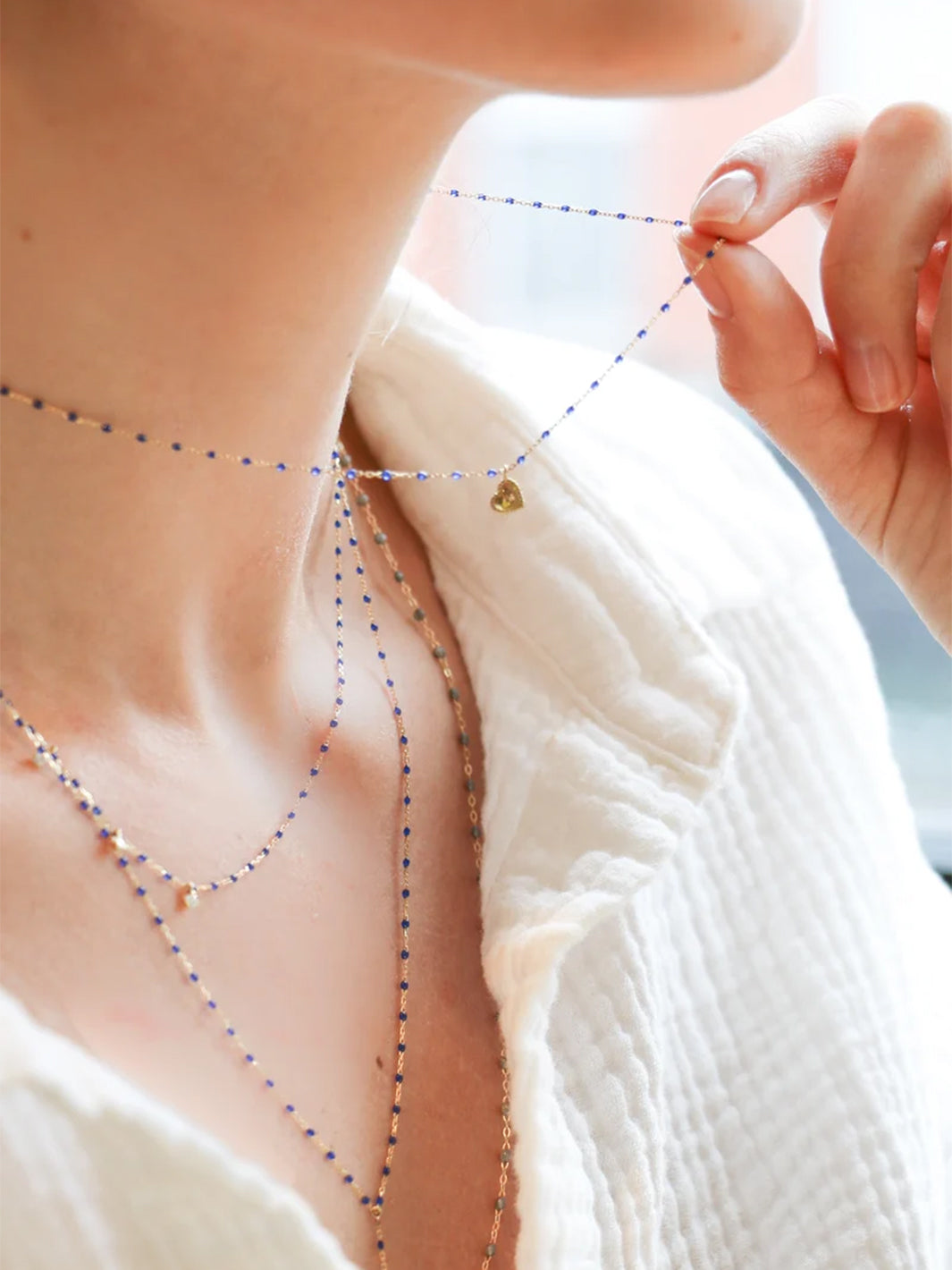 Lucky Heart Mini Gigi Lapis necklace in Yellow Gold, 15.7"