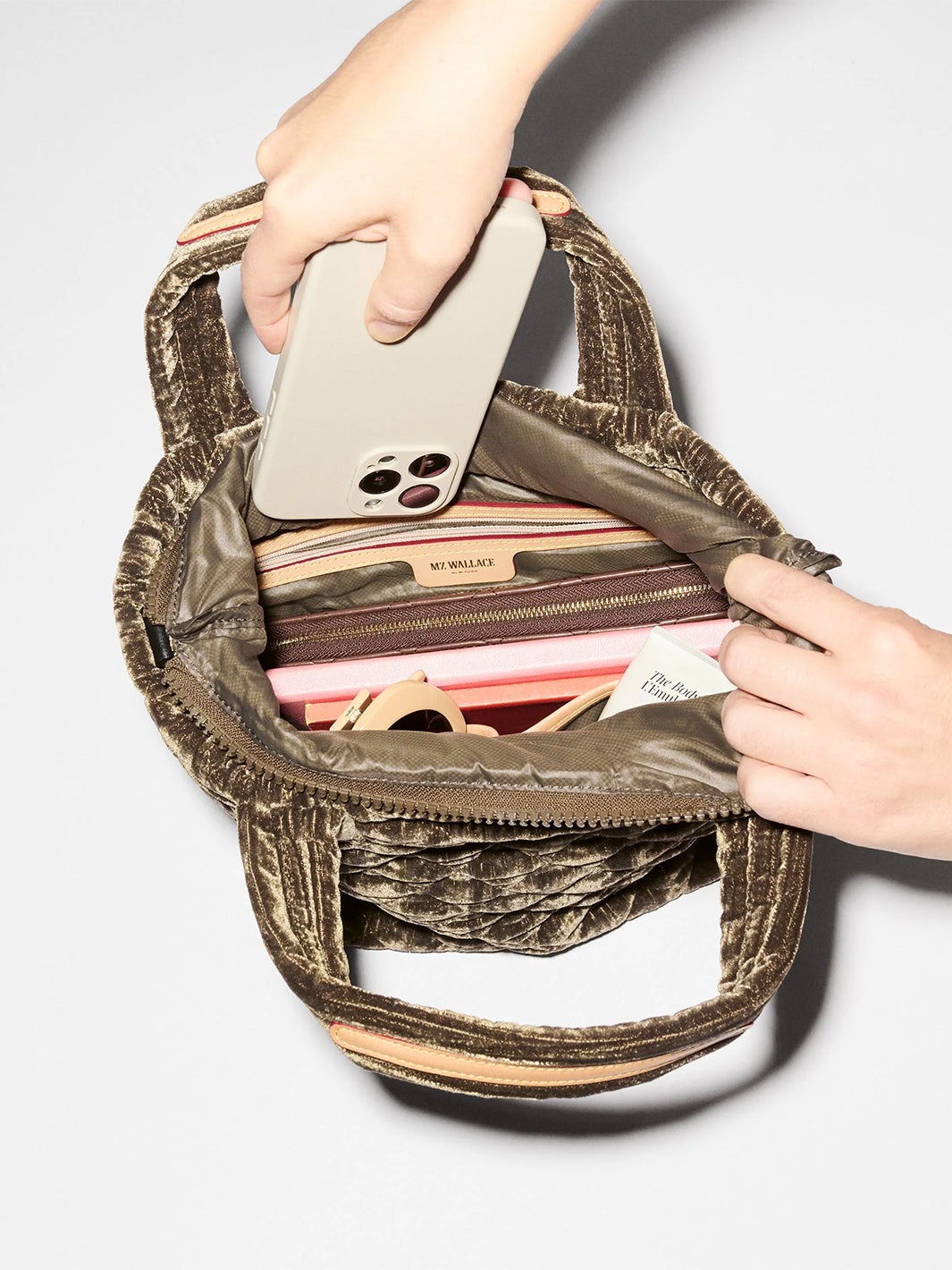Mini Metro Tote Deluxe in Pecan Brown Velvet