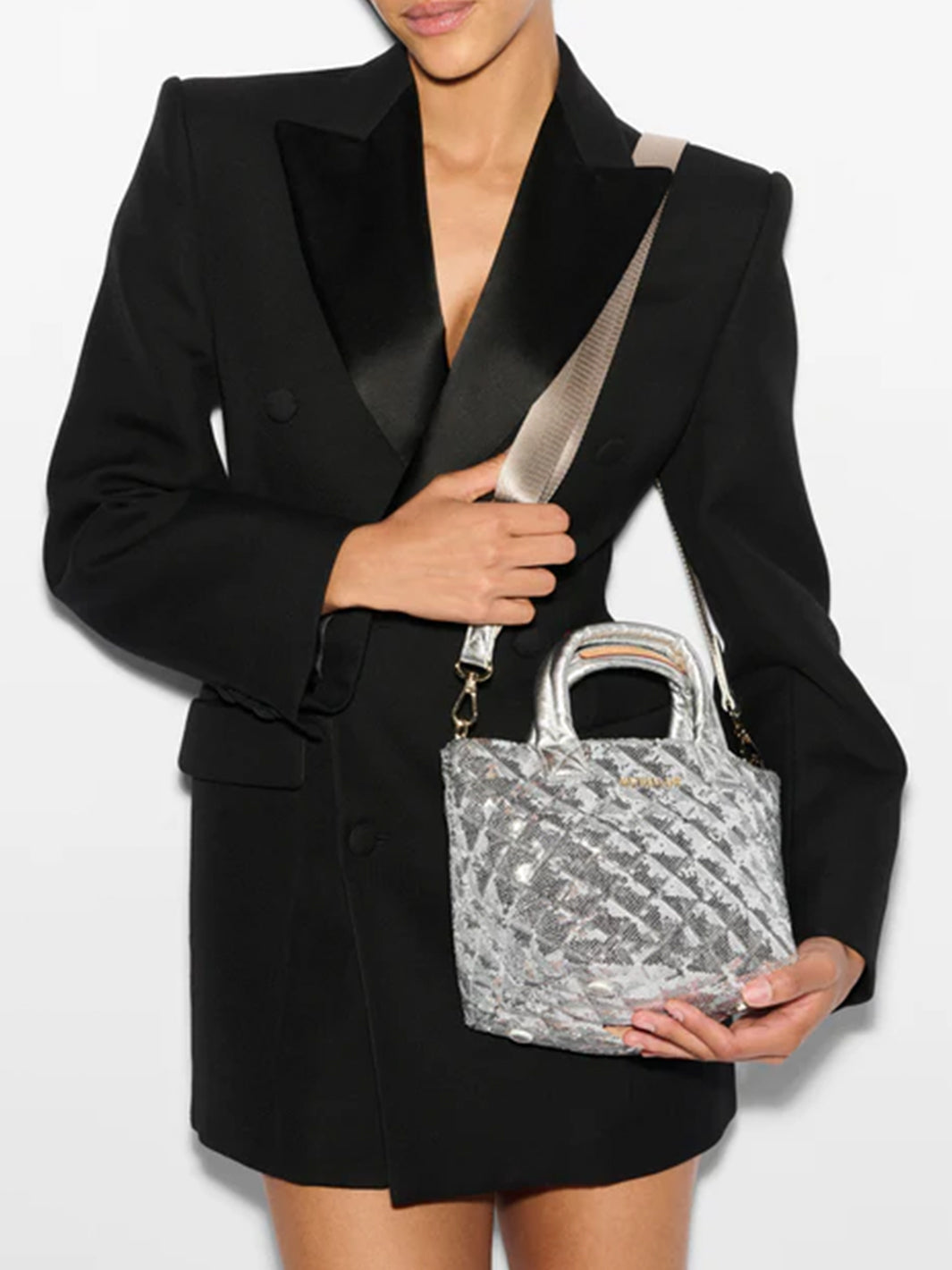 Micro Metro Tote Deluxe in Ice Sequin