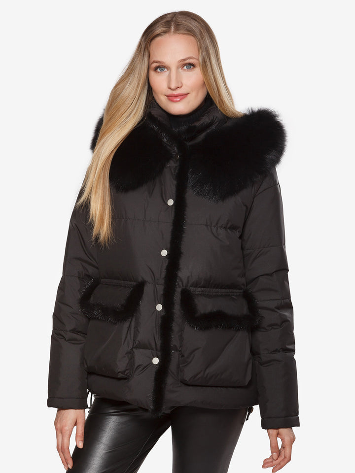 Mink Down Coat in Black