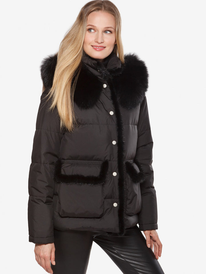 Mink Down Coat in Black