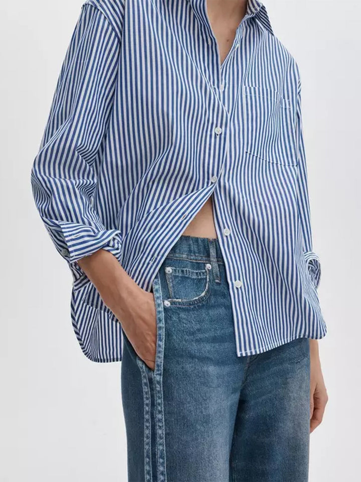 Miramar Terry Track Pant in Carnation Stripe