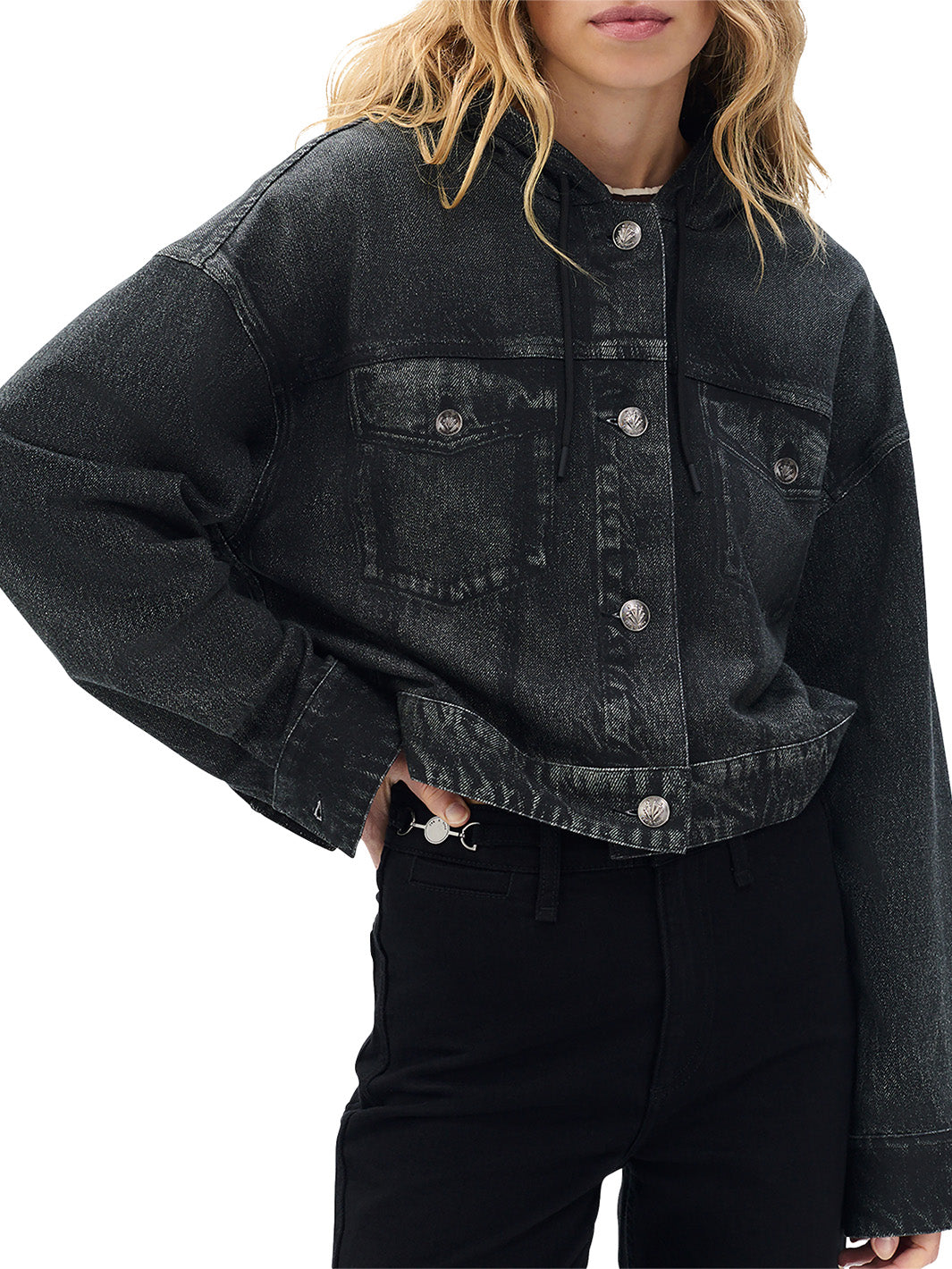 Miramar Terry Hooded Jacket in Faded Black