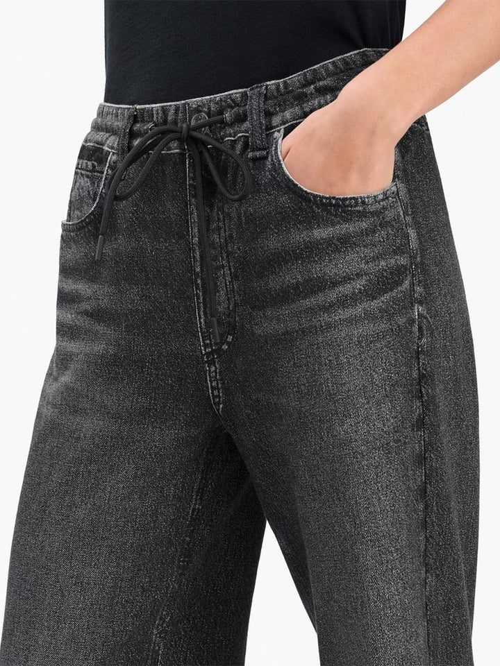 Miramar Drawstring Wide-Leg Pant in Washed Black