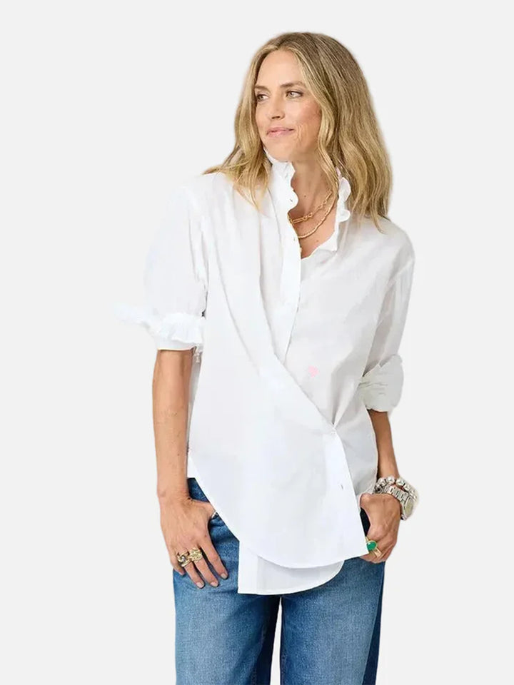 Mia Ruffle Shirt in White