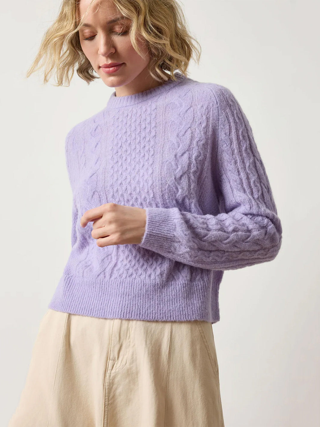 Mixed Stitch Pullover in Lavender