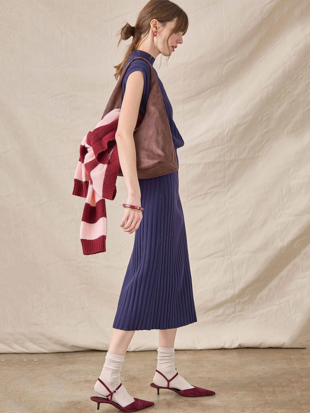 Rib Sweater Skirt in Neptune