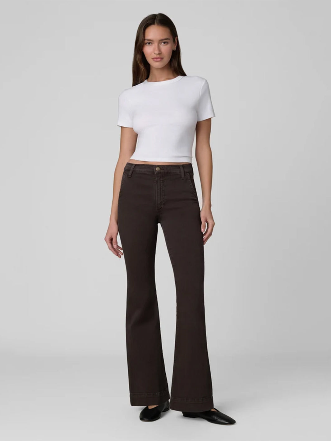 The Molly High Rise Flare in Dark Coffee Bean