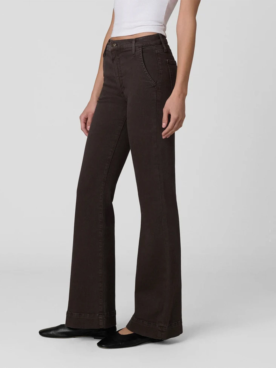 The Molly High Rise Flare in Dark Coffee Bean