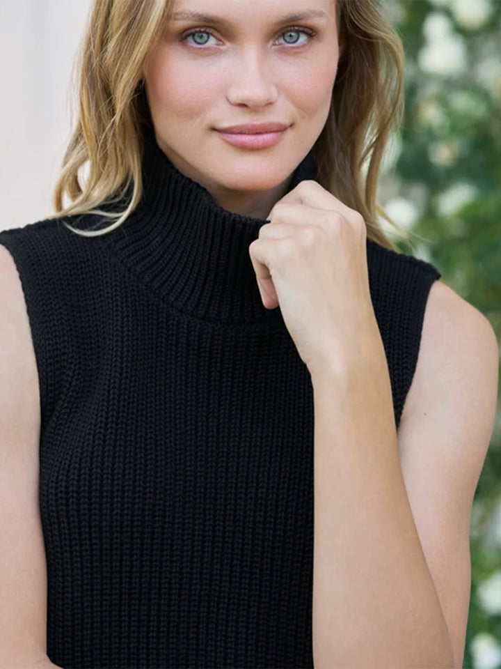 Montecito Shell Mock Neck Sweater Shell in Black