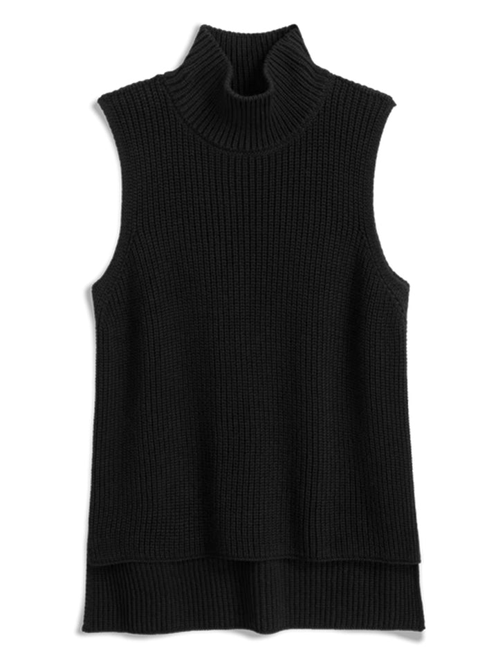 Montecito Shell Mock Neck Sweater Shell in Black