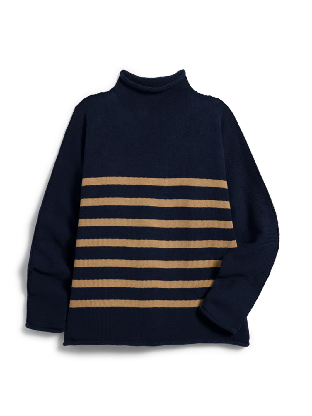 Monterey Sweater in Navy Camel Stripe