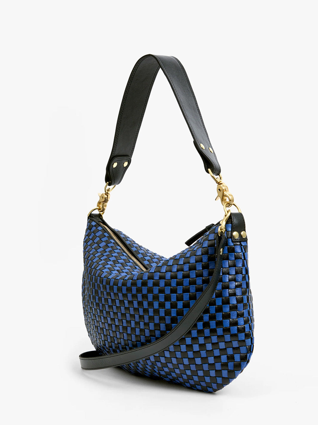 Moyen Messenger in Black/Cobalt Woven Checker