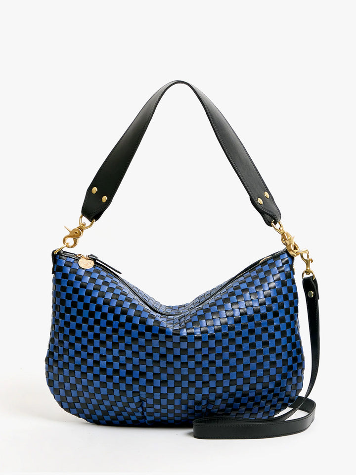 Moyen Messenger in Black/Cobalt Woven Checker