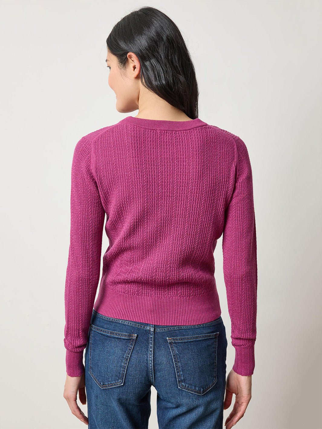 Multi Stitch Pullover Sweater in Dahlia