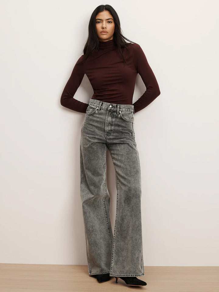 Mylie Mock-Neck Top in Raisin