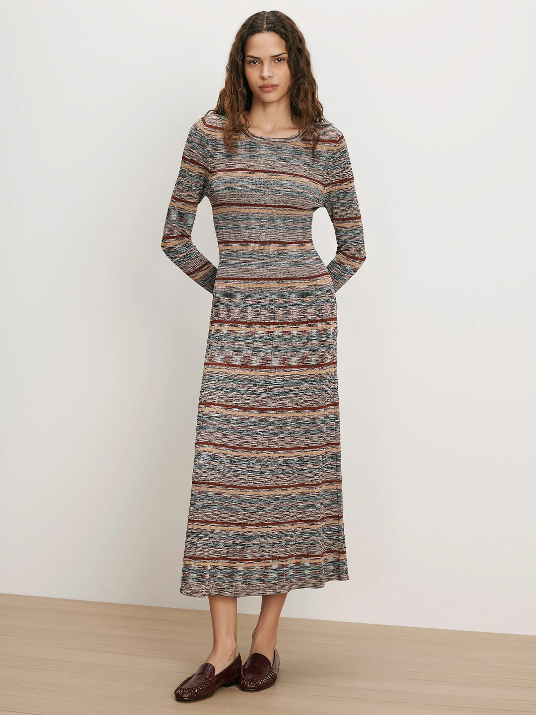 Nami Knit Midi Dress in Rust Multi