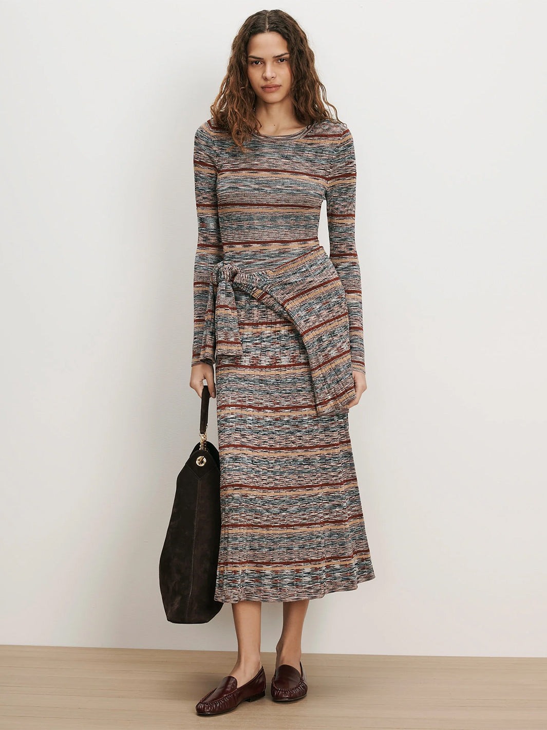 Nami Knit Midi Dress in Rust Multi