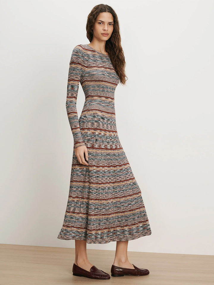Nami Knit Midi Dress in Rust Multi