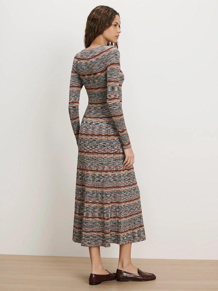 Nami Knit Midi Dress in Rust Multi