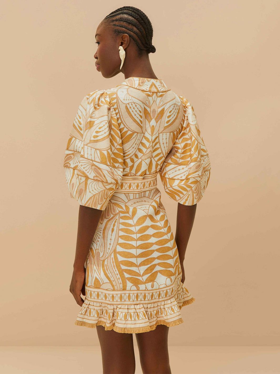 Lace Nature Mini Dress in Off White